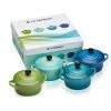 Le Creuset - 4er Set Mini-Cocotte - Meeresbrise -Stadter Speichern 19057 Mini Cocotte Geschenkset 1