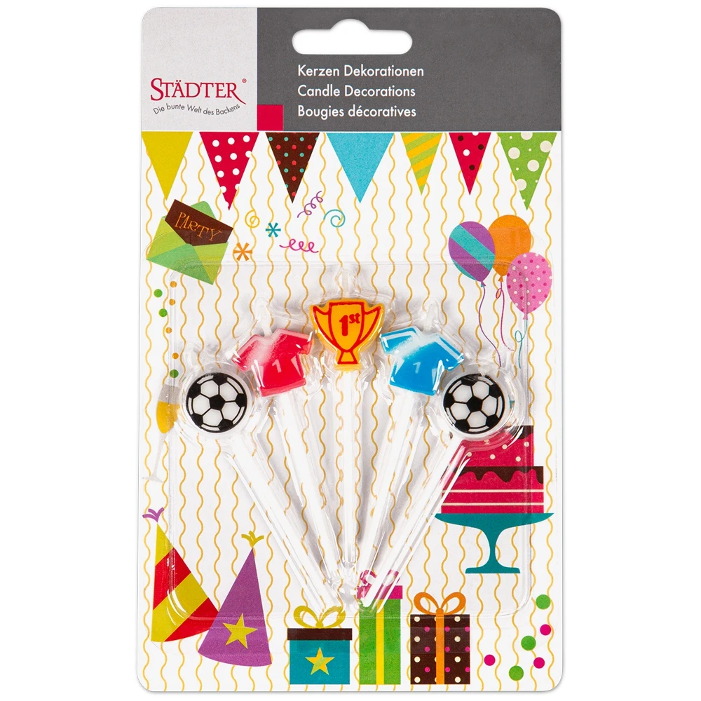 Städter - Kerze Fußball Bunt - 2,5 X 7,5 Cm - 5-teiliges Set – Bild 2