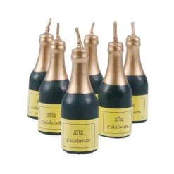 Städter - Kerze Sekt-Flasche - 5,5 Cm - Grün - Set 6-teilig