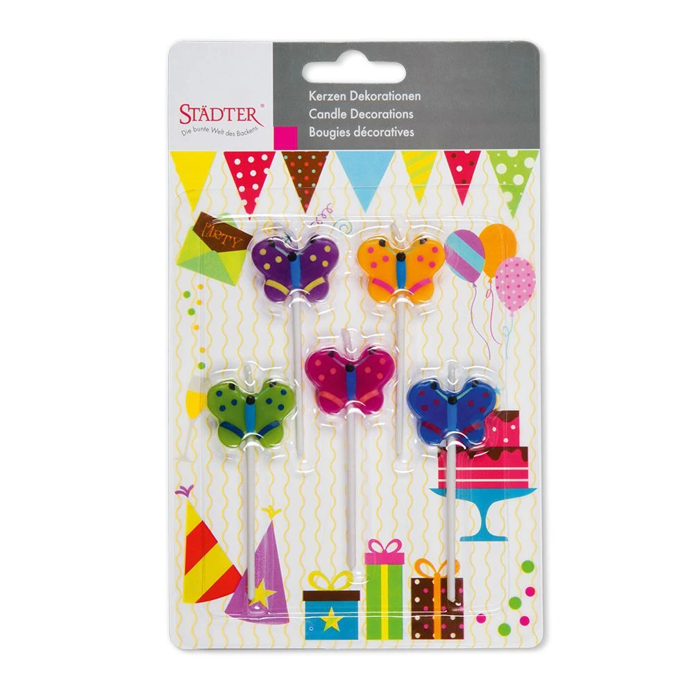 Städter - Kerze Schmetterlinge - 3 X 7,5 Cm - Bunt Sticks - Set 5-teilig – Bild 3